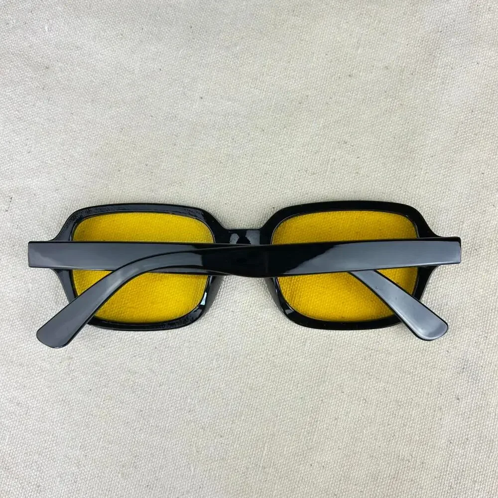 Vintage unique retro style black rounded square sunglasses cyber grunge techno